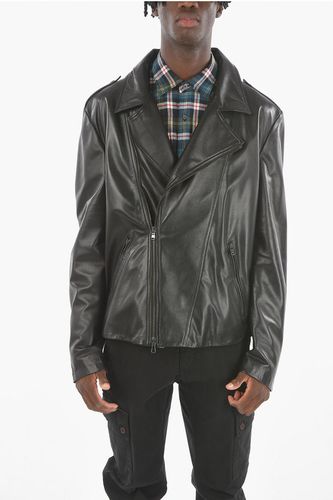 Lined Leather Biker Jacket Größe 54 - Fabrizio Corsi - Modalova