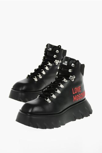 LOVE 6cm Faux Leather Combat Boots Chunkly Sole with Braided Größe 36 - Moschino - Modalova