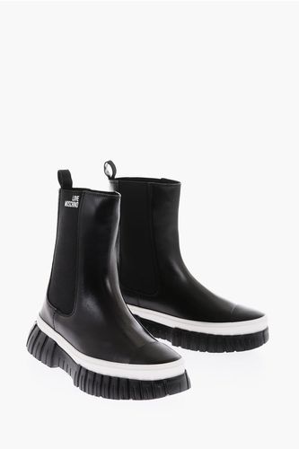LOVE Leather GOMMA55 Chelsea Boots with Track Sole Größe 38 - Moschino - Modalova