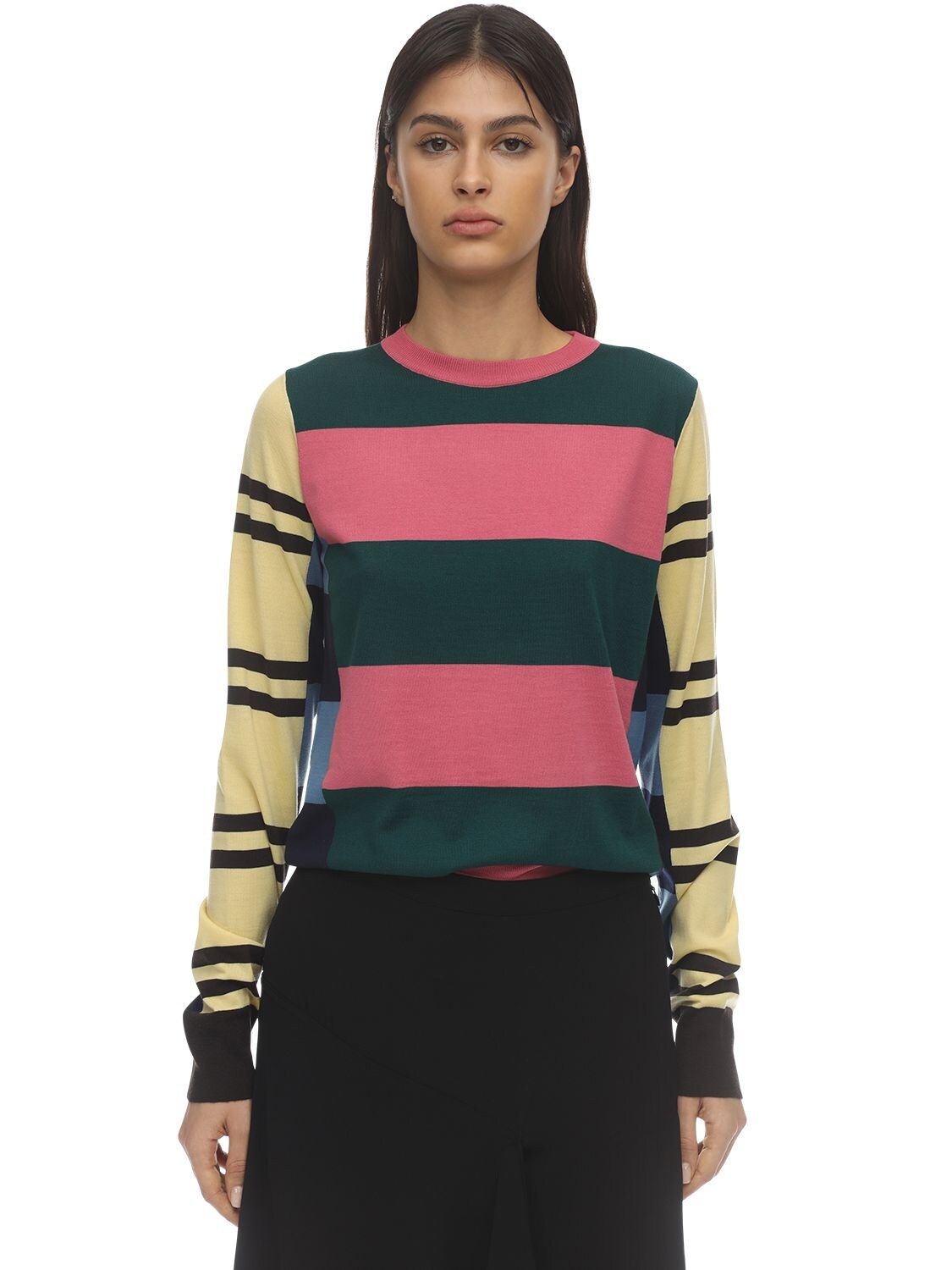 Multi Stripe Wool Knit Sweater - COLVILLE - Modalova