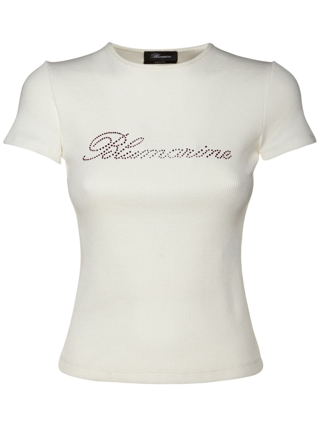 T-shirt Aus Baumwolle Mit Kristalllogo - BLUMARINE - Modalova