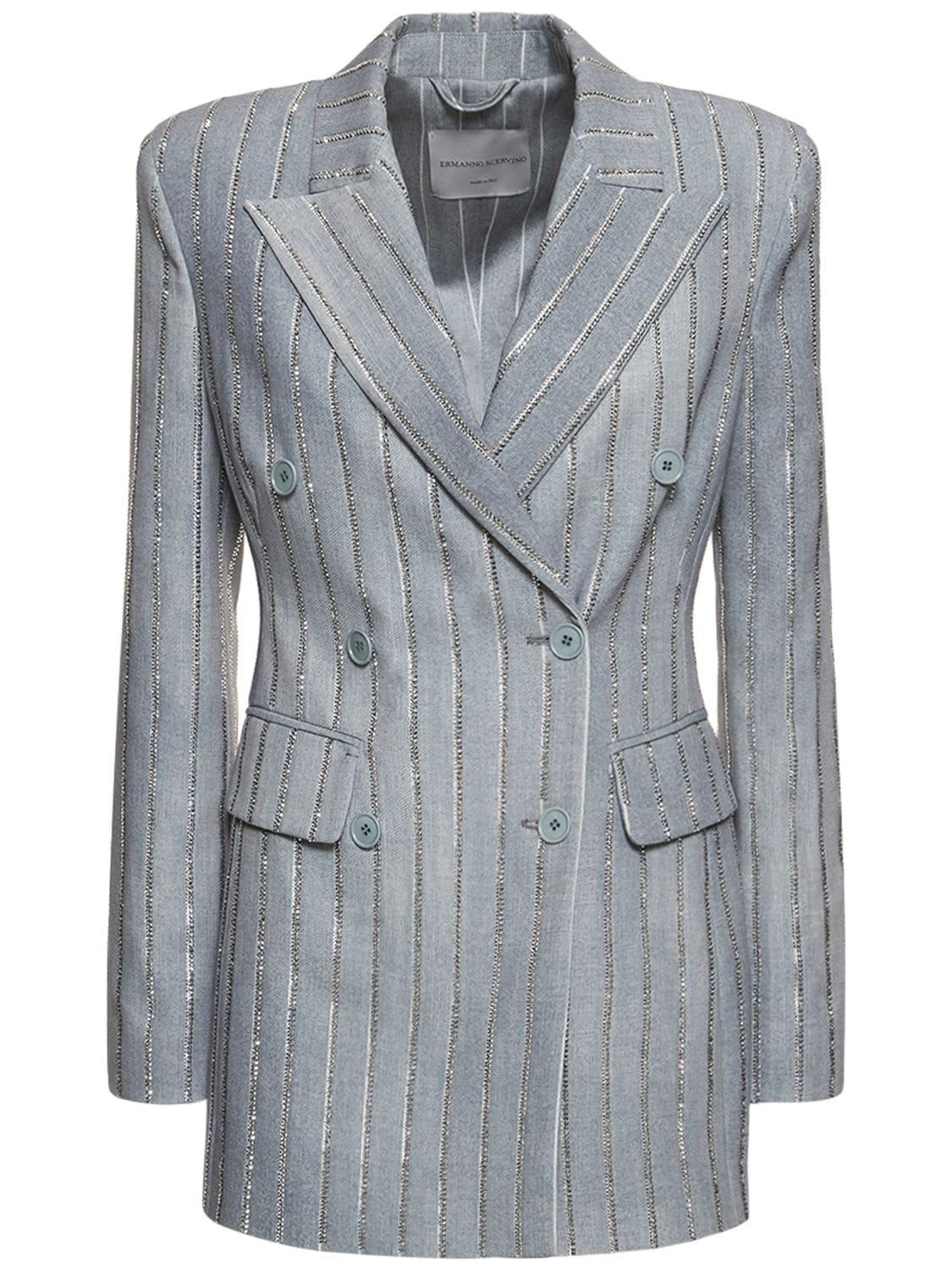 Embellished Striped Twill Blazer - ERMANNO SCERVINO - Modalova