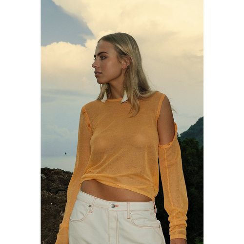 Sheer Knitted Button Detail Sweater - Orange - Elin Warnqvist x NA-KD - Modalova