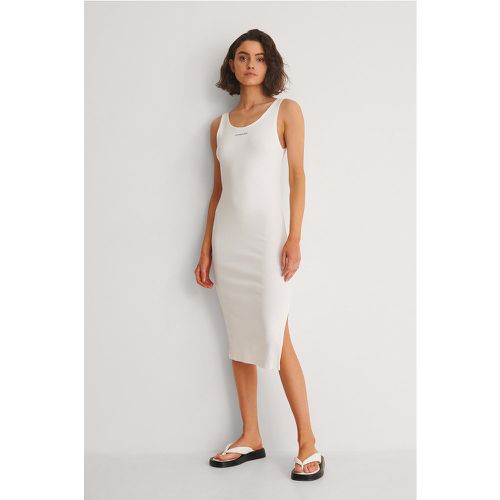 Geripptes Kleid Mit Trägern Und Micro-Branding - White - Calvin Klein - Modalova
