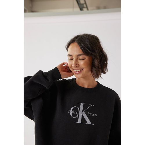 Organisch oversize Pullover mit rundem Kragen - Black - Calvin Klein for NA-KD - Modalova
