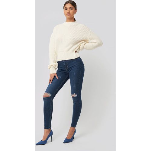 Skinny Jeans mit hoher Taille Used-Look - Blue - NA-KD - Modalova