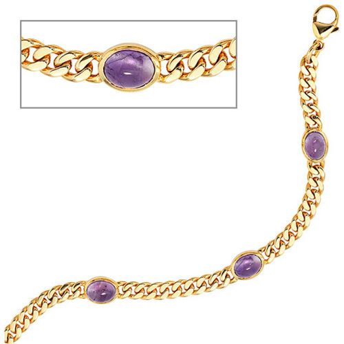 Armband 585 Gold Gelbgold 19 cm 4 Amethyst-Chabochons lila violett Goldarmband - SIGO - Modalova
