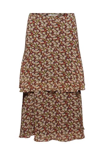 Recycled: Flounce Midi Skirt With A Floral Print Navy 4 - ESPRIT - Modalova
