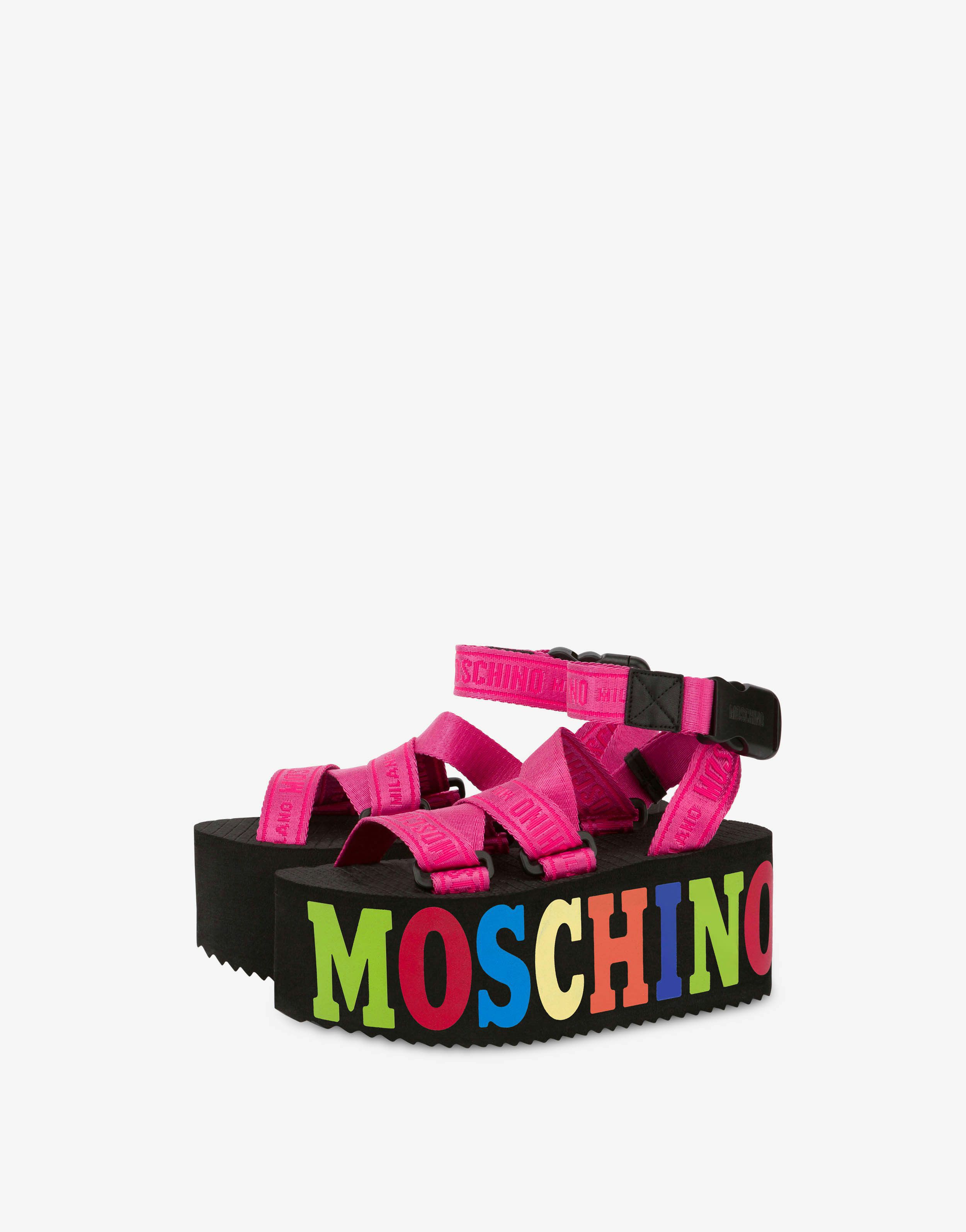 Sandalen Mit Keilabsatz Logo Tape - Moschino - Modalova